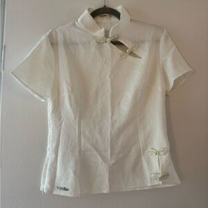 Chic White Women's Blouse with Knot Details